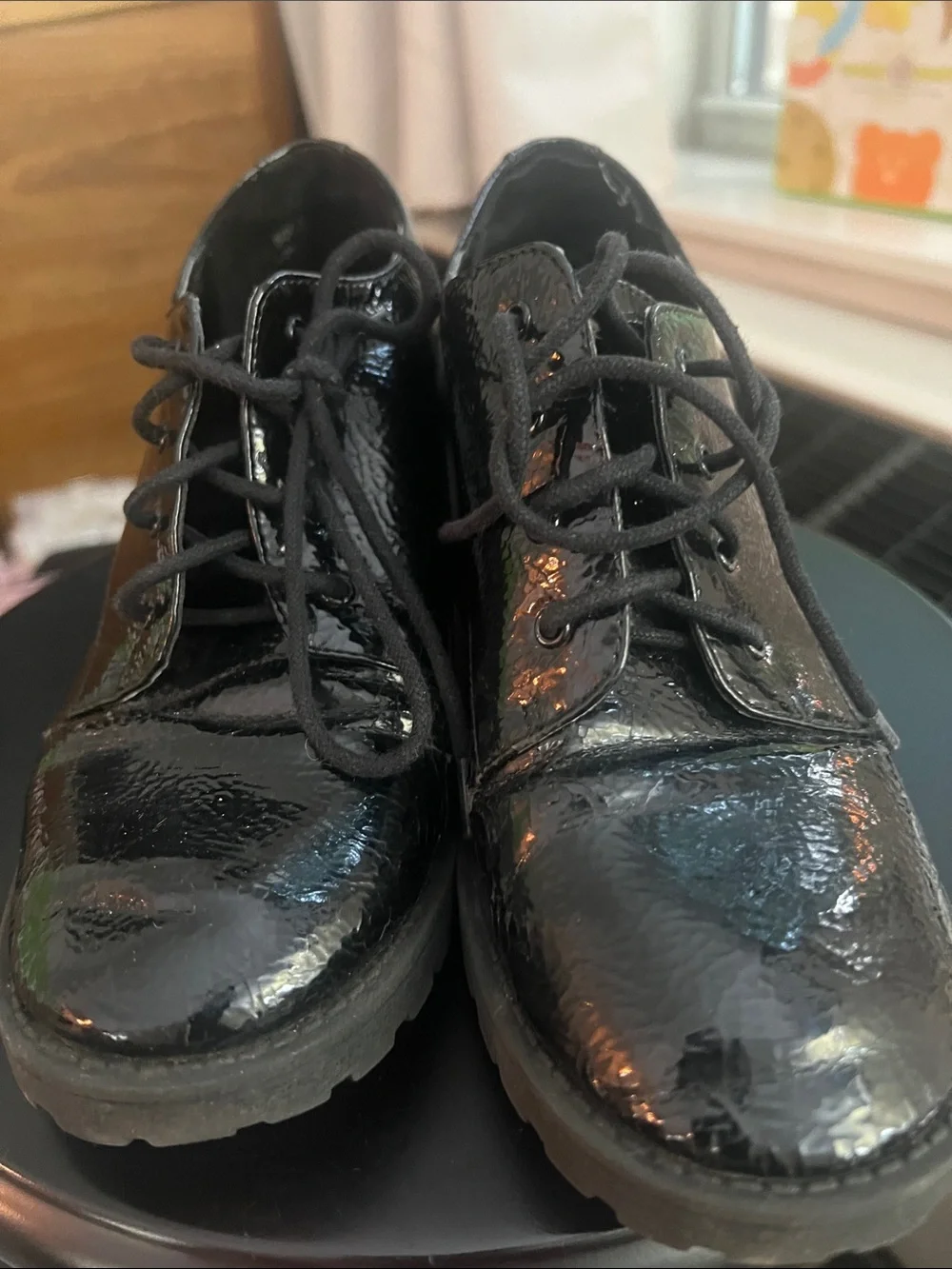 Dirty Laundry Black Patent Leather Lace-Up Oxfords
